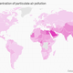 Concentrations of fine particulate matter air pollution.